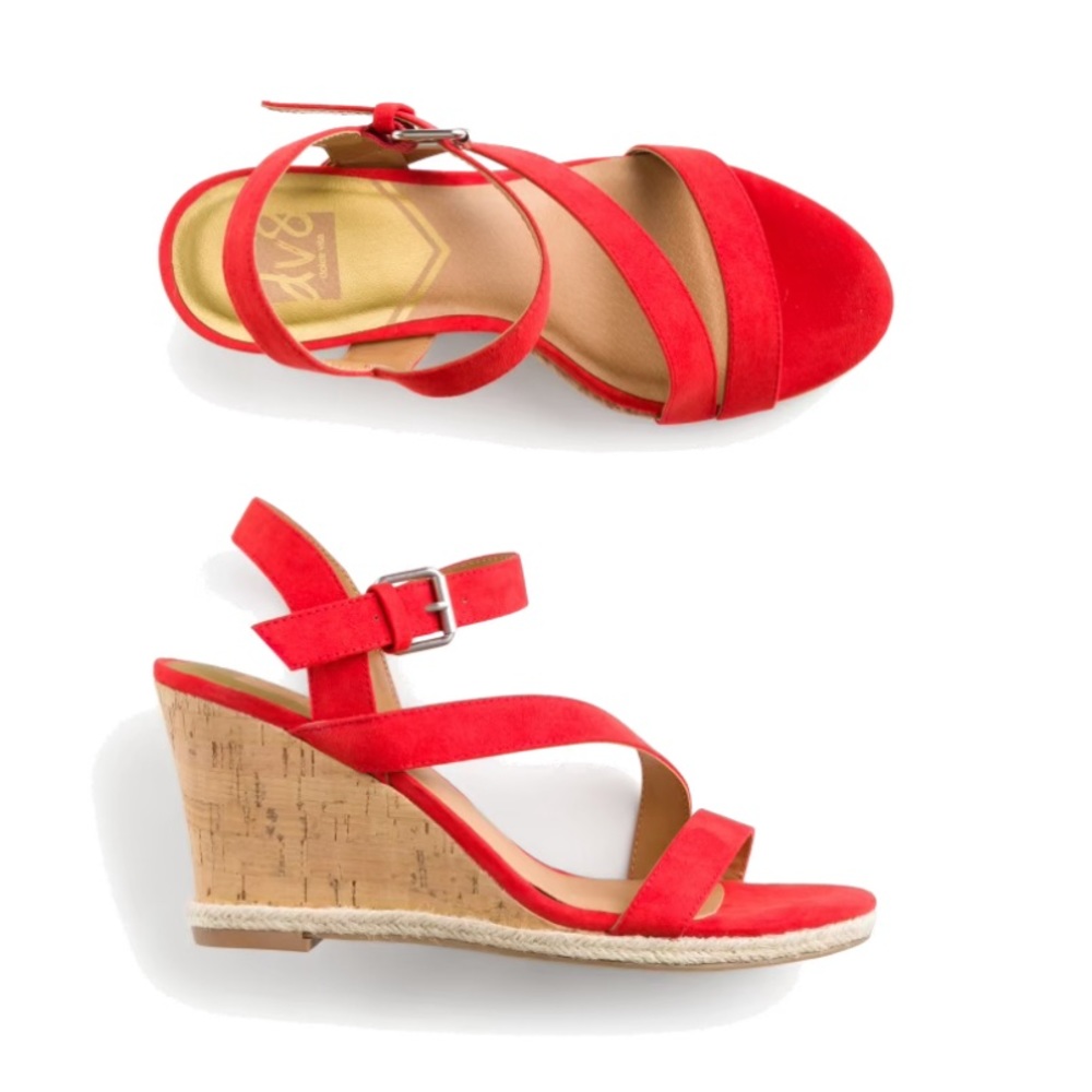 DV8 Pierra orange strappy wedge size 6.5